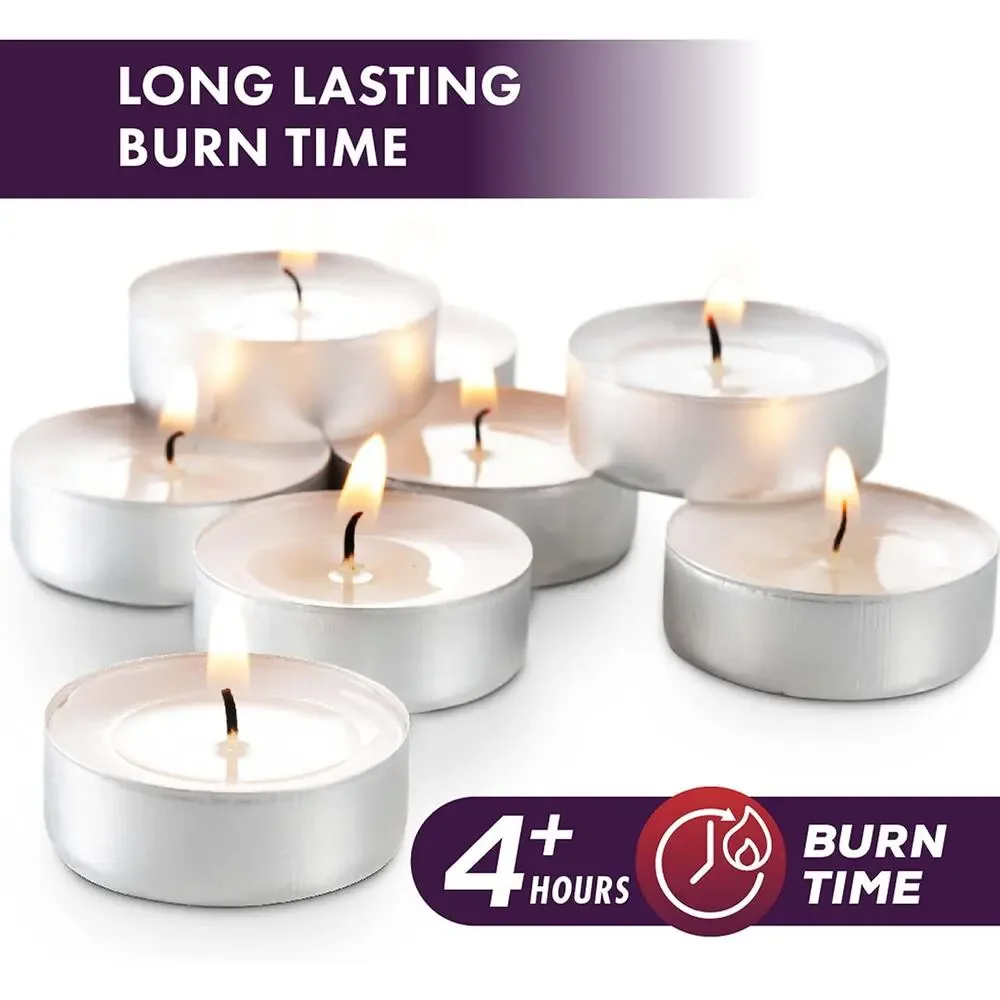 Unscented Tea Light Candles 400 Pack, 4 Hours Smokeless Dripless Votive Paraffin